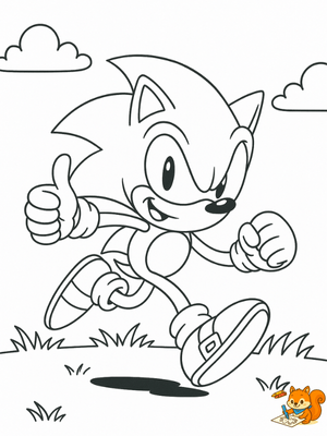 Sonic simpático y animado para colorear