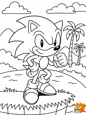 Sonic con pose de héroe para imprimir