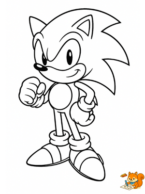 Sonic en posición firme para colorear