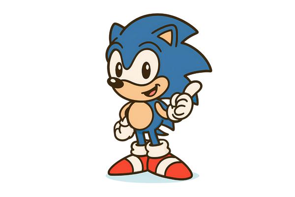 Dibujo para colorear Sonic kawaii señalando con el dedo