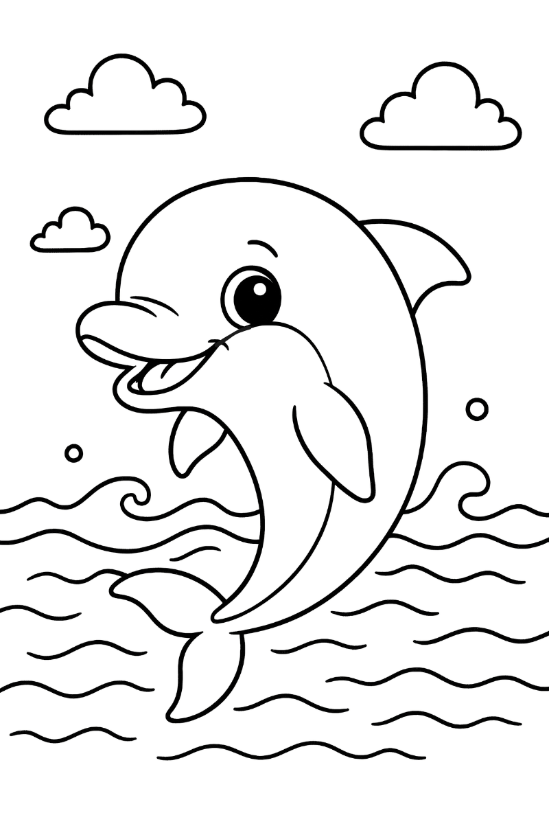 Delfin kawaii para colorear