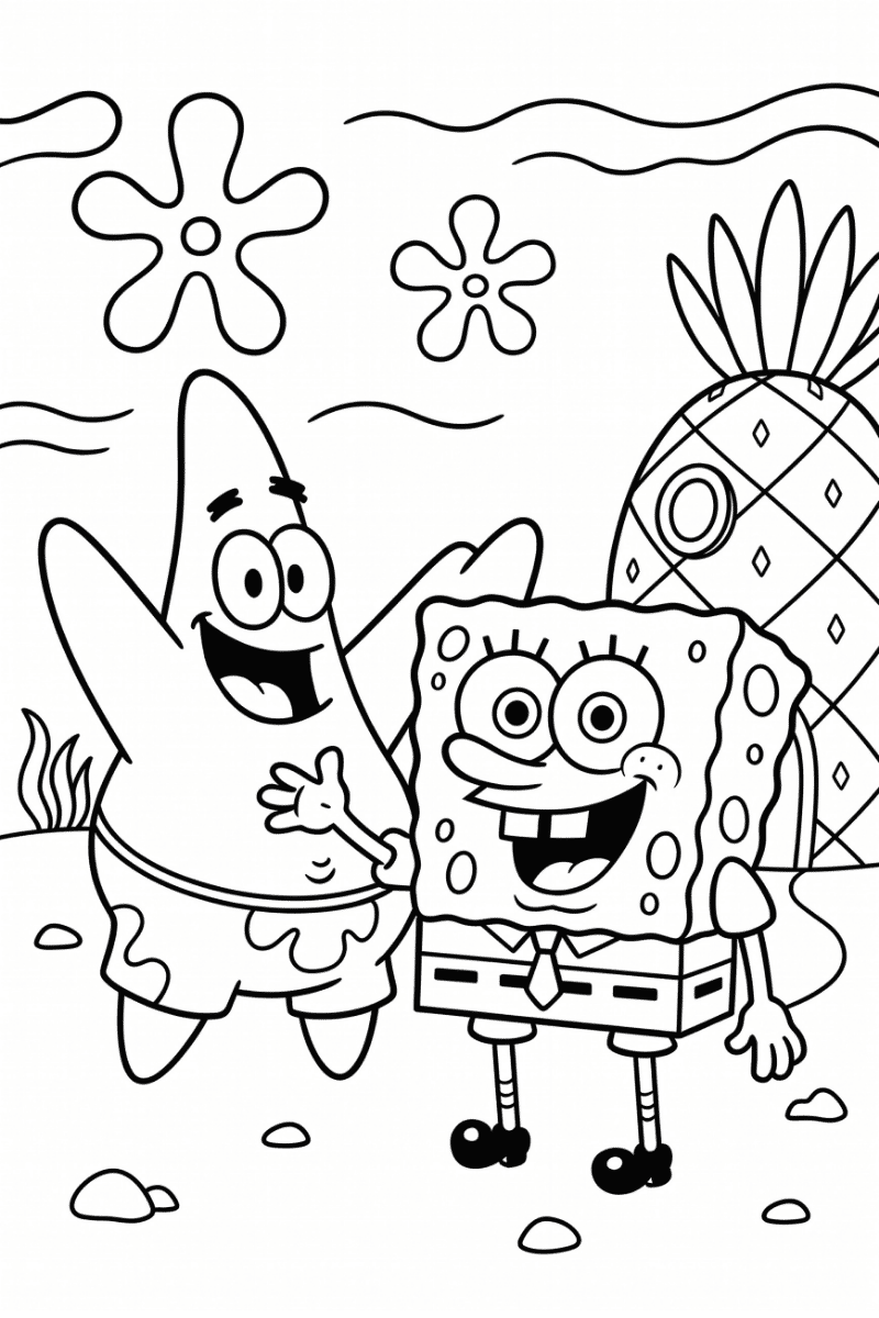 Dibujo Bob Esponja y Patricio para colorear y descargar