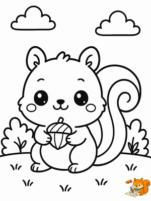 Dibujo para colorear: Ardilla dibujo kawaii