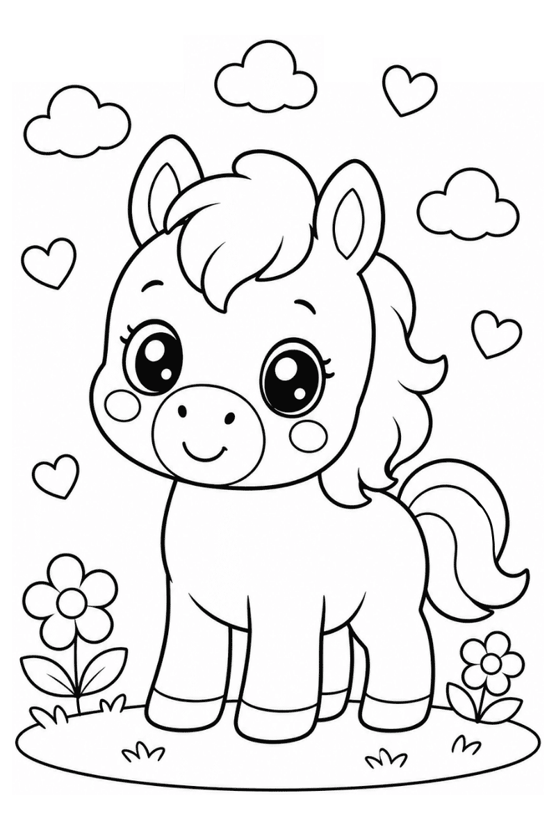 Caballos kawaii para colorear