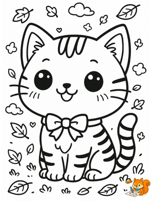 Dibujo para colorear: Gatos kawaii para colorear