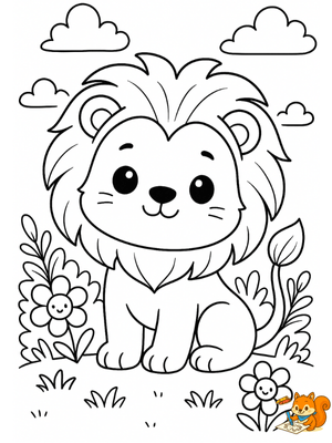 Dibujo para colorear: Dibujo león kawaii