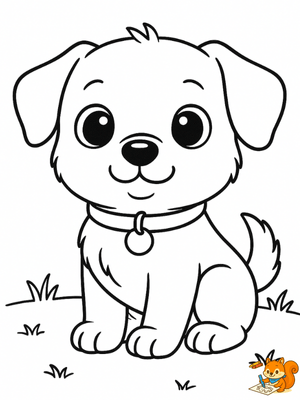 Dibujo para colorear: Perro kawaii para colorear