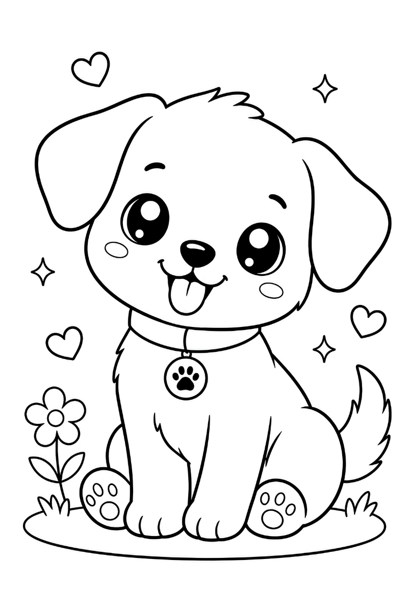 Perro kawaii para colorear