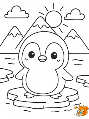 Dibujo para colorear: Pingüino kawaii
