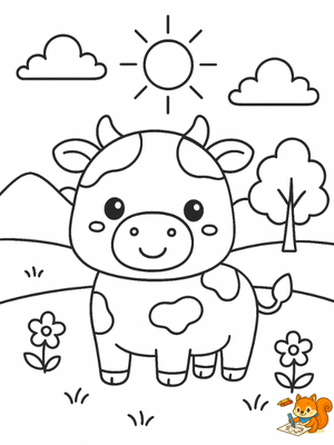 Dibujo para colorear: Dibujo vaca kawaii