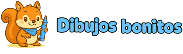 Logotipo de Dibujos Bonitos con Chispas, la ardilla y el título en letras grandes y azules