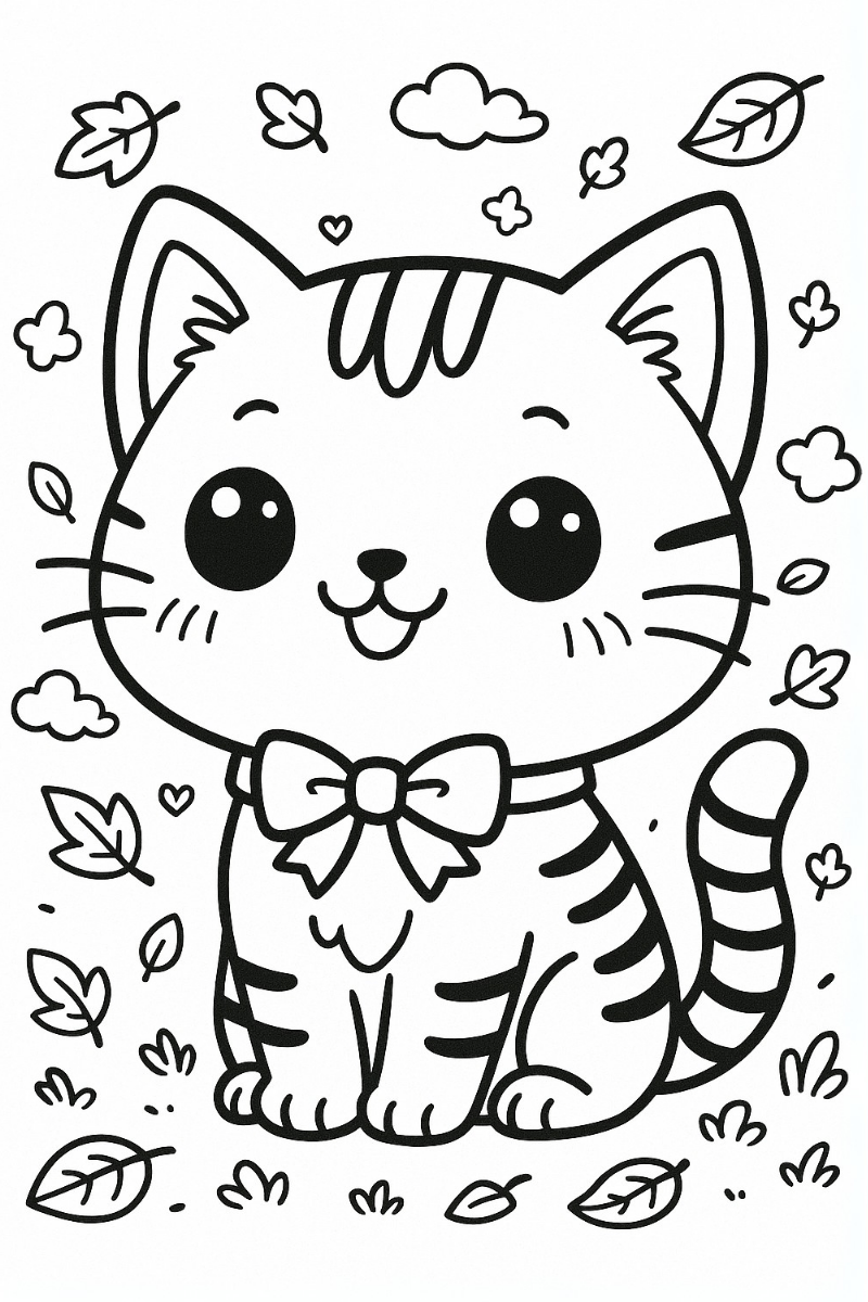 Gatos kawaii para colorear