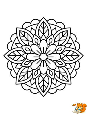 Dibujo para colorear: Mandala de flores para niños