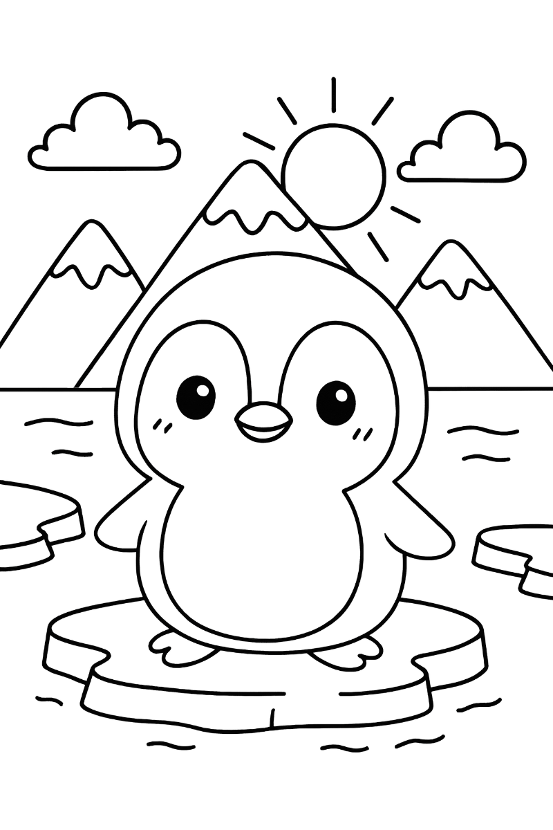 Dibujo de pingüino kawaii para colorear