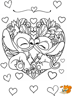 Dibujo para colorear: Dibujos para colorear de Stitch y su novia