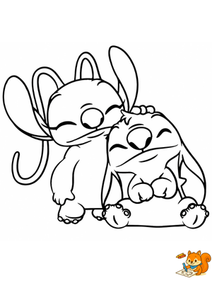 Dibujo para colorear: Dibujos de stitch y angel para colorear