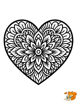 Dibujo para colorear: Mandala de corazon