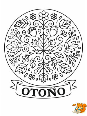 Dibujo para colorear: Mandala de otoño