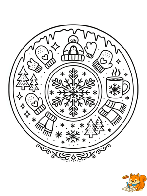 Dibujo para colorear: Mandalas de invierno