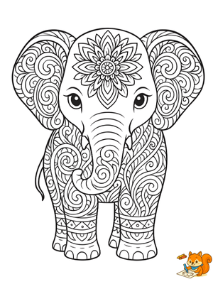 Dibujo para colorear: Elefante mandala