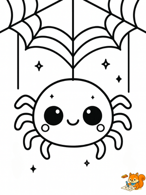 Dibujo para colorear: Arañas kawaii