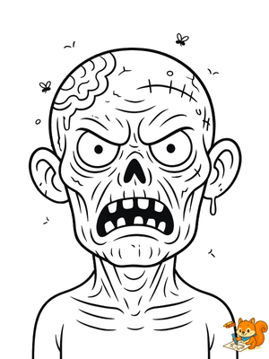 Dibujo para colorear: Cara de zombie dibujo