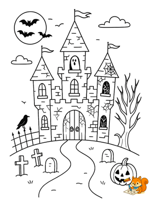 Dibujo para colorear: Castillo embrujado dibujo