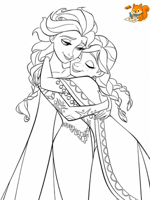 Dibujo para colorear: Dibujos de Elsa y Anna para colorear