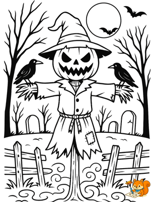 Dibujo para colorear: Espantapajaros Halloween dibujos