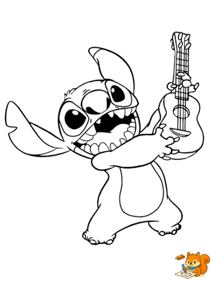 Dibujo para colorear: Stitch con guitarra