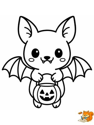 Dibujo para colorear: Murciélago kawaii para colorear