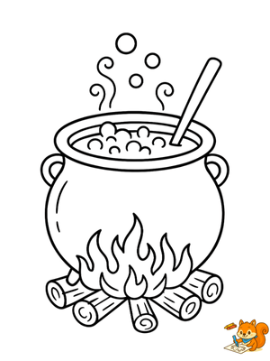 Dibujo para colorear: Caldero de bruja dibujo