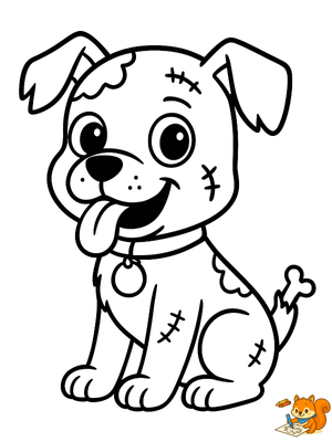 Dibujo para colorear: Perro zombie dibujo
