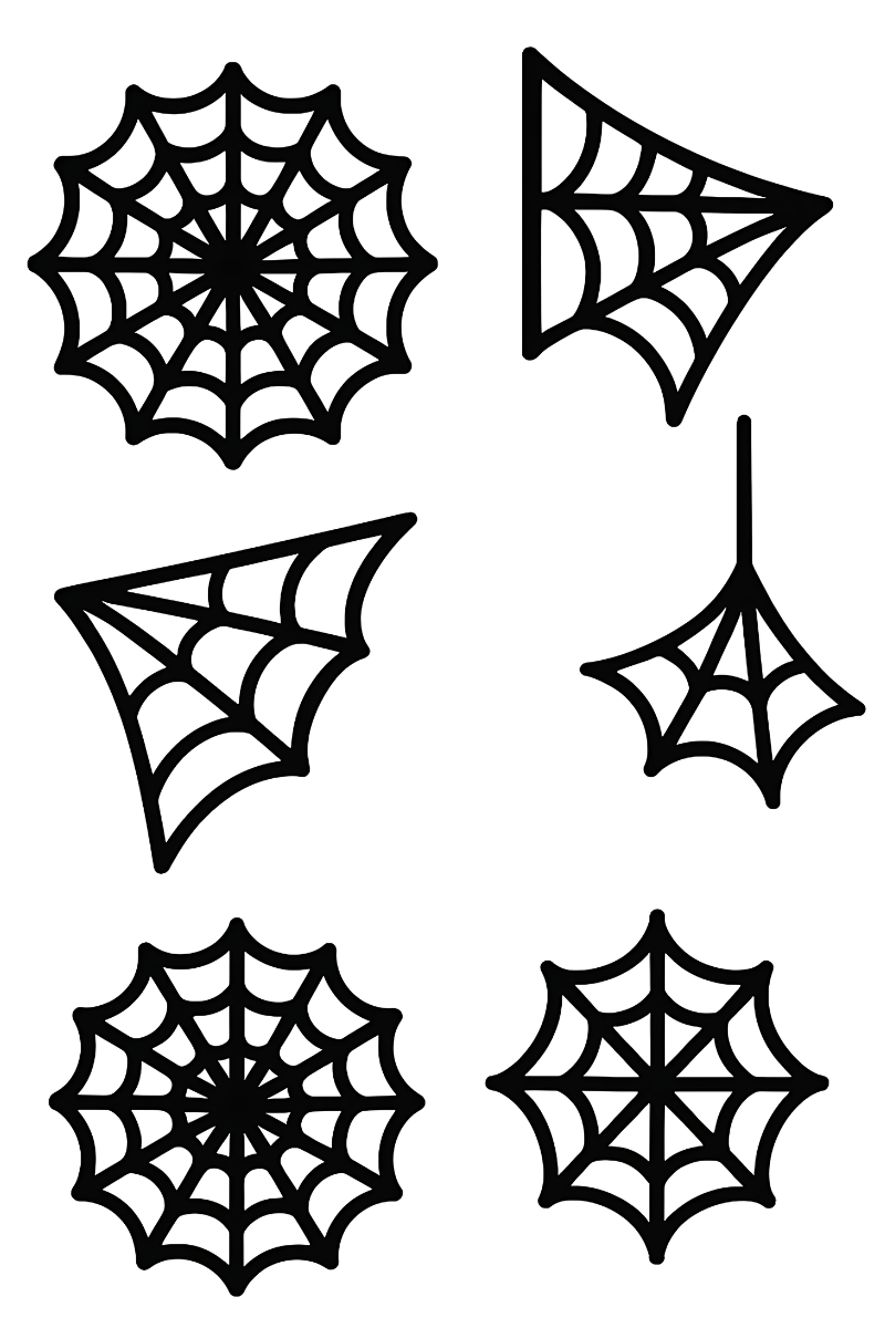 telarañas halloween con seis diseños para imprimir y recortar