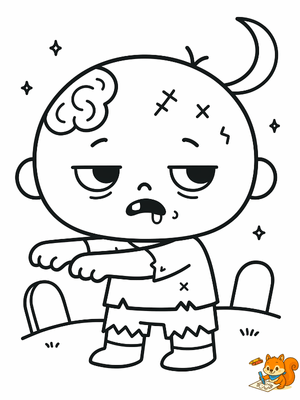 Dibujo para colorear: Zombie kawaii