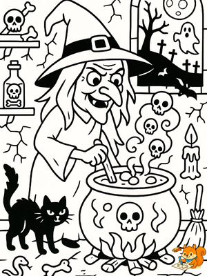 Dibujo para colorear: Bruja Halloween dibujo
