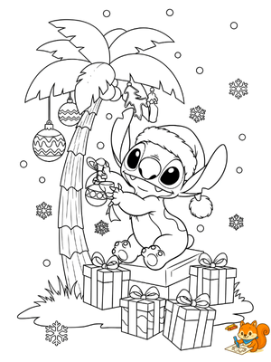 Dibujo para colorear: Dibujos de Stitch de navidad
