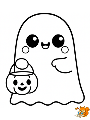 Dibujo para colorear: Fantasma kawaii
