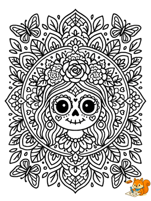 Dibujo para colorear: Mandalas catrinas