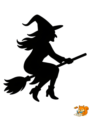 Dibujo para colorear: Silueta de bruja