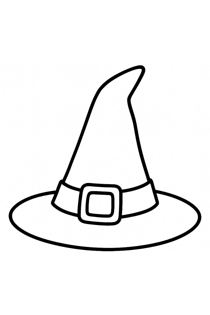 sombrero de bruja dibujo infantil con ala amplia y cinta central con hebilla