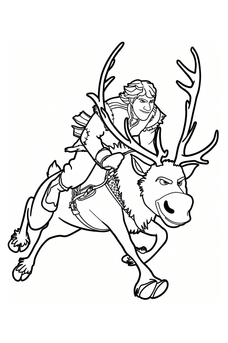 sven frozen dibujo para colorear e imprimir, ideal para practicar luces y sombras en niños