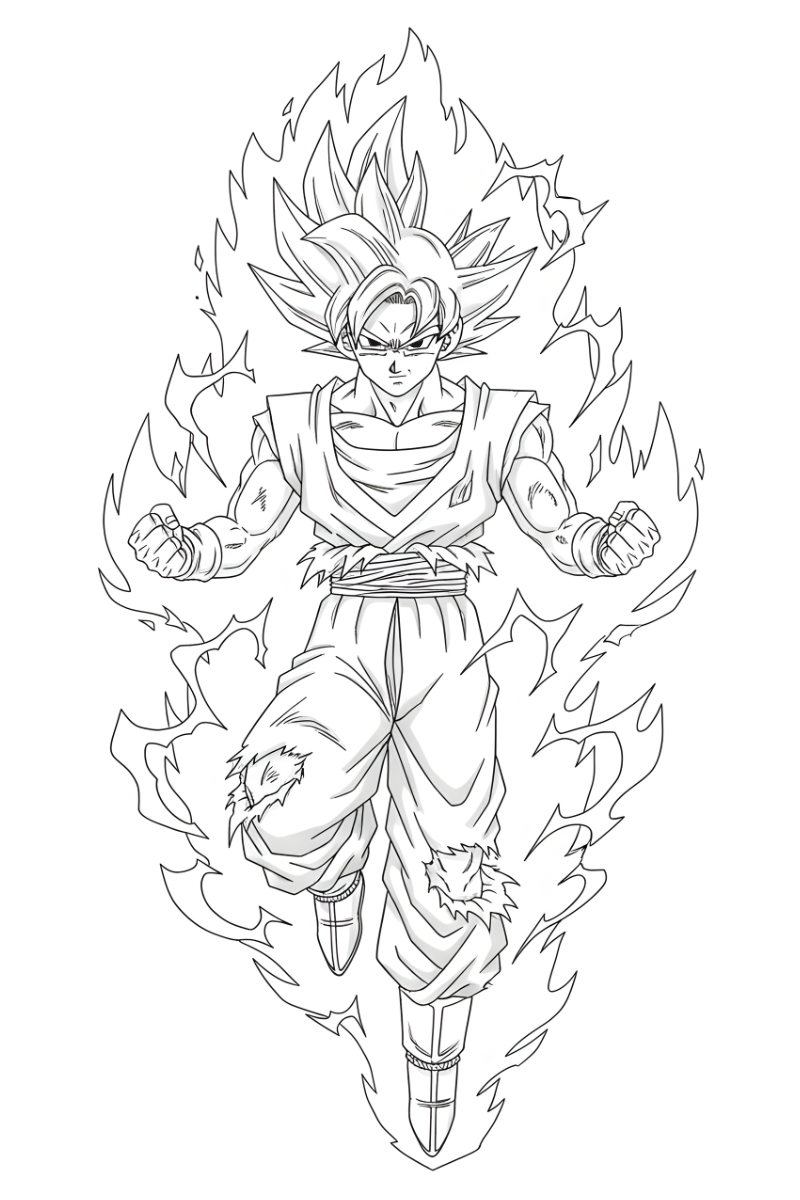 dibujos para colorear de dragon ball super goku ultra instinto para niños