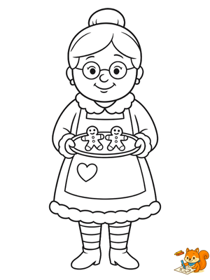 Dibujo para colorear: Mama Noel para colorear