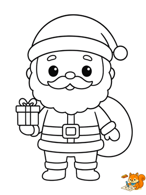 Dibujo para colorear: Papa Noel dibujo kawaii