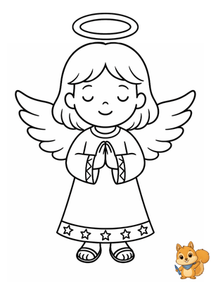 Dibujo para colorear: Angel de Navidad dibujo