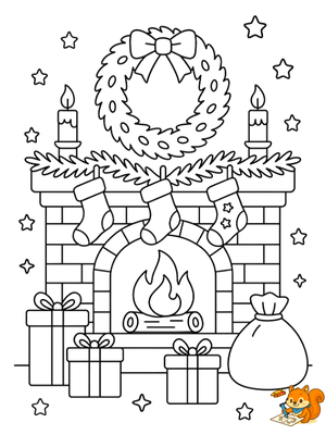 Dibujo para colorear: Chimenea de navidad dibujo