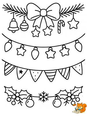 Dibujo para colorear: Dibujo guirnaldas de Navidad