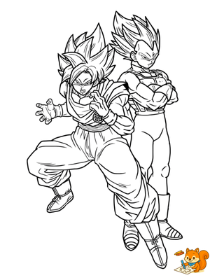 Dibujo para colorear: Dibujos de Goku y Vegeta