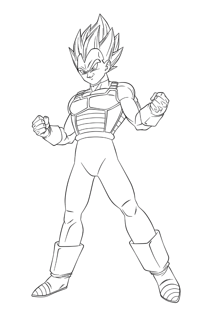 dibujos de vegeta para colorear con traje azul y botas altas